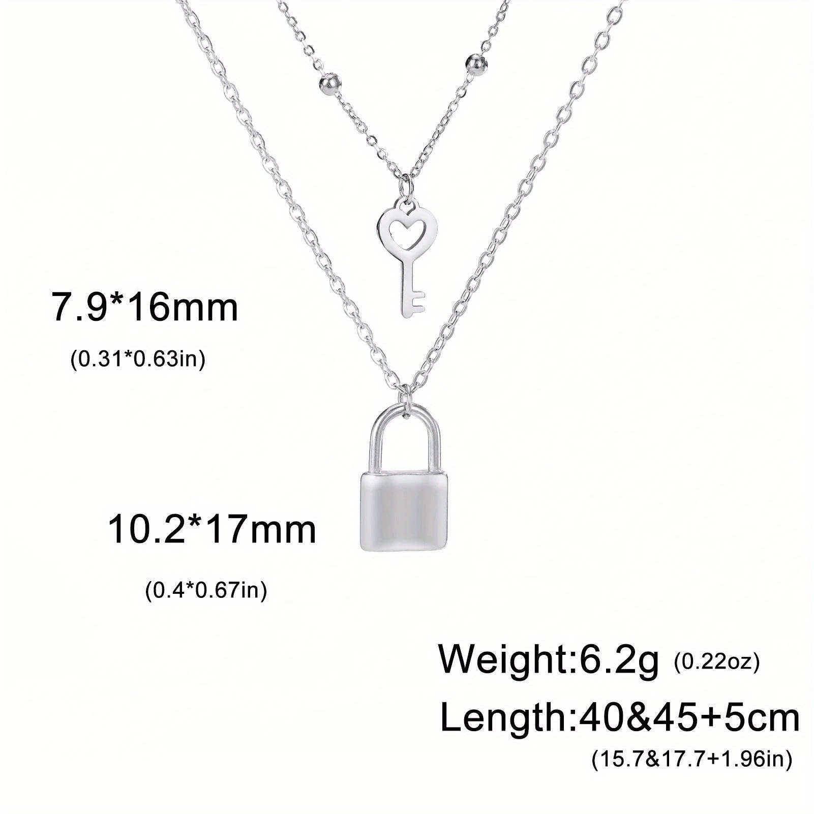 Women's Heart-Shaped Key Lock Necklace, Romantic Gift